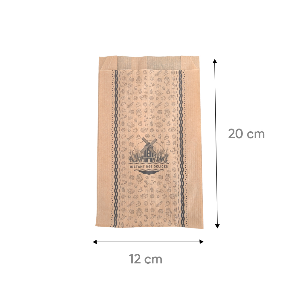 Sac 4 croissants en papier kraft 12x20 cm